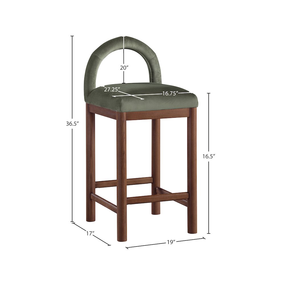 Conrad Green Velvet Counter Stool. Picture 8