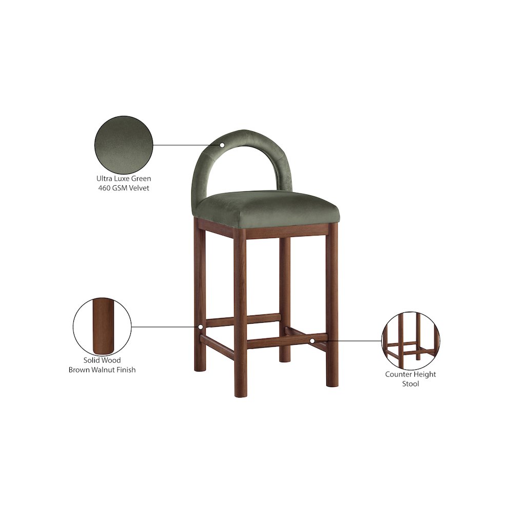 Conrad Green Velvet Counter Stool. Picture 9
