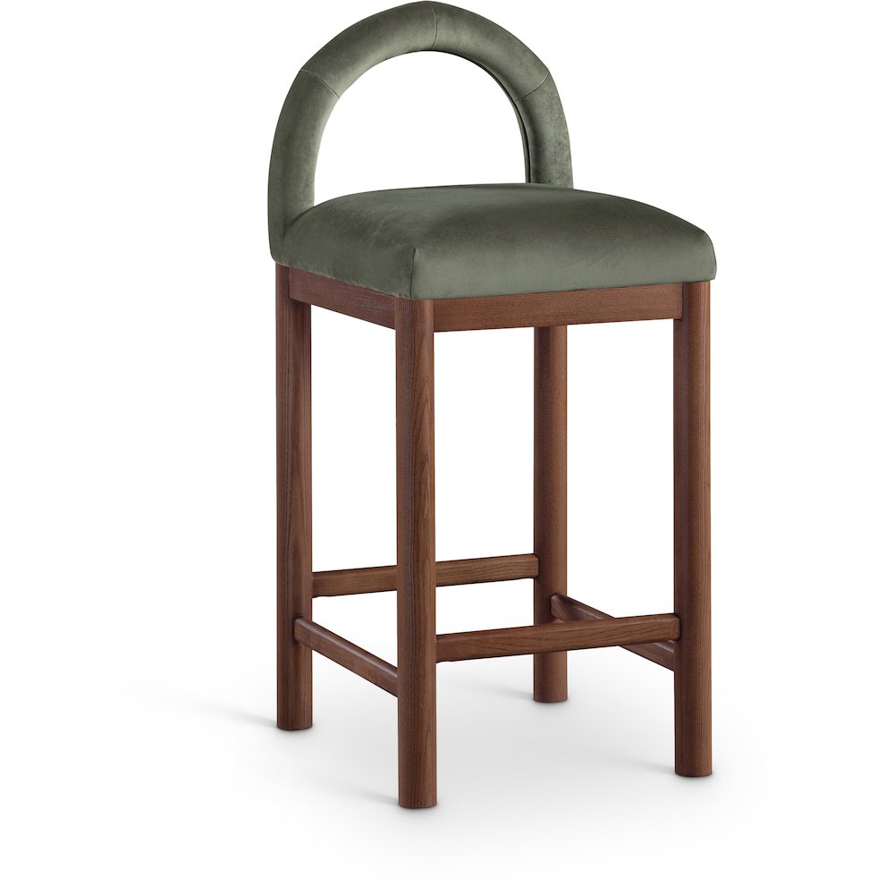 Conrad Green Velvet Counter Stool. Picture 1