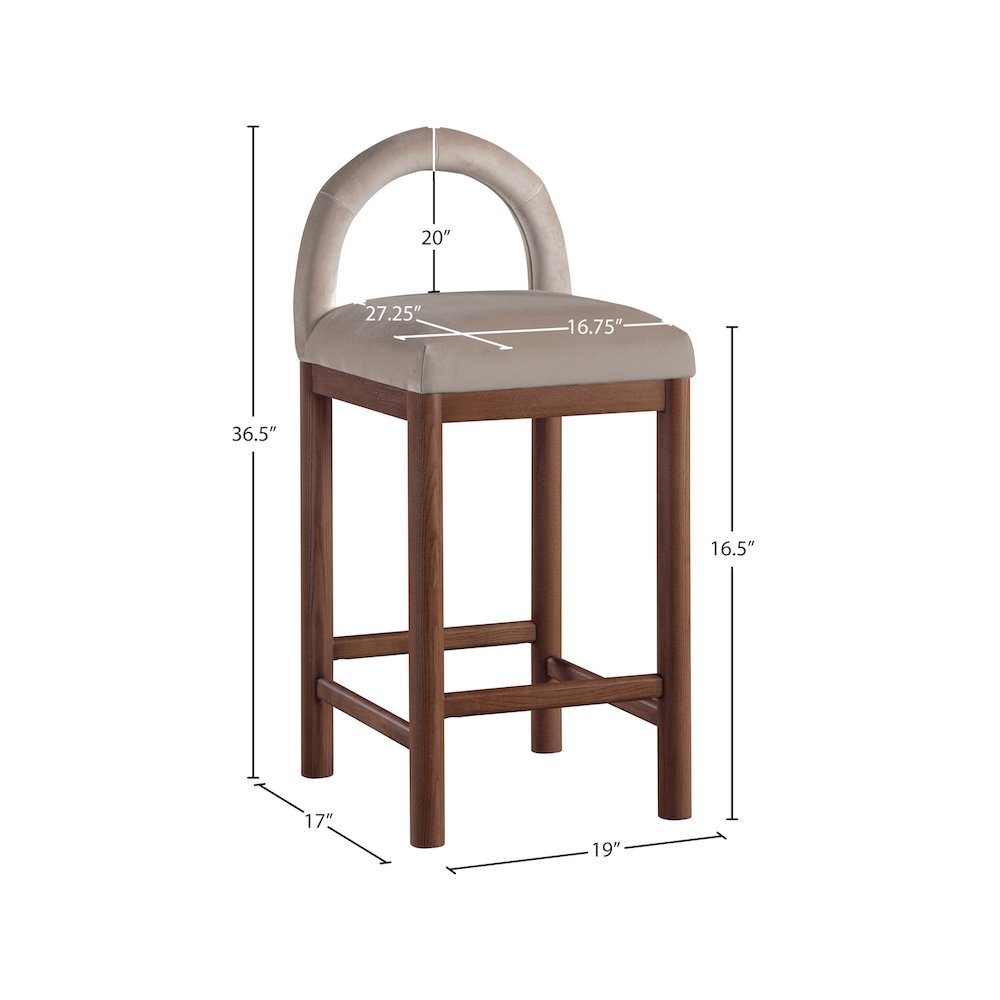 Conrad Taupe Velvet Counter Stool. Picture 8