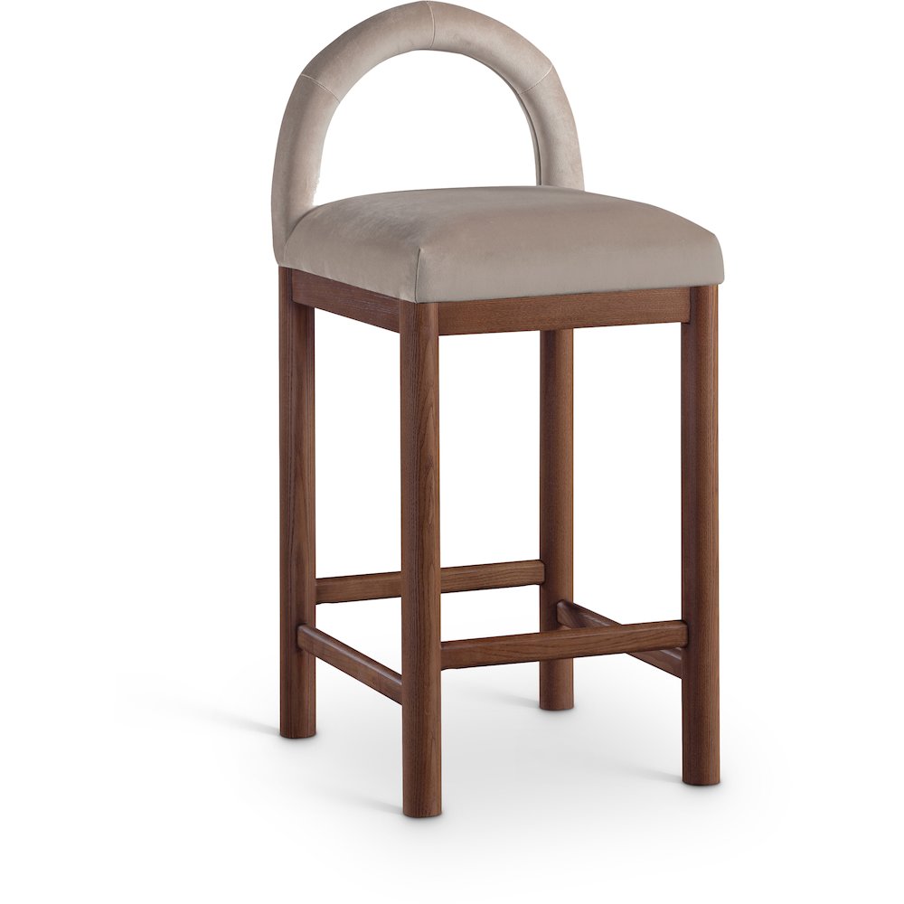 Conrad Taupe Velvet Counter Stool. Picture 1