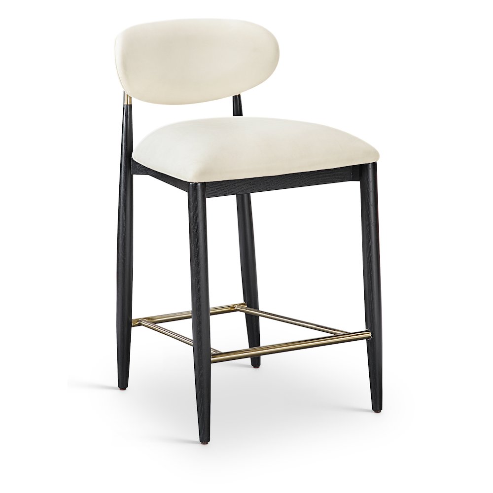 Riccio Cream Vegan Leather Upholstered Stool. Picture 1