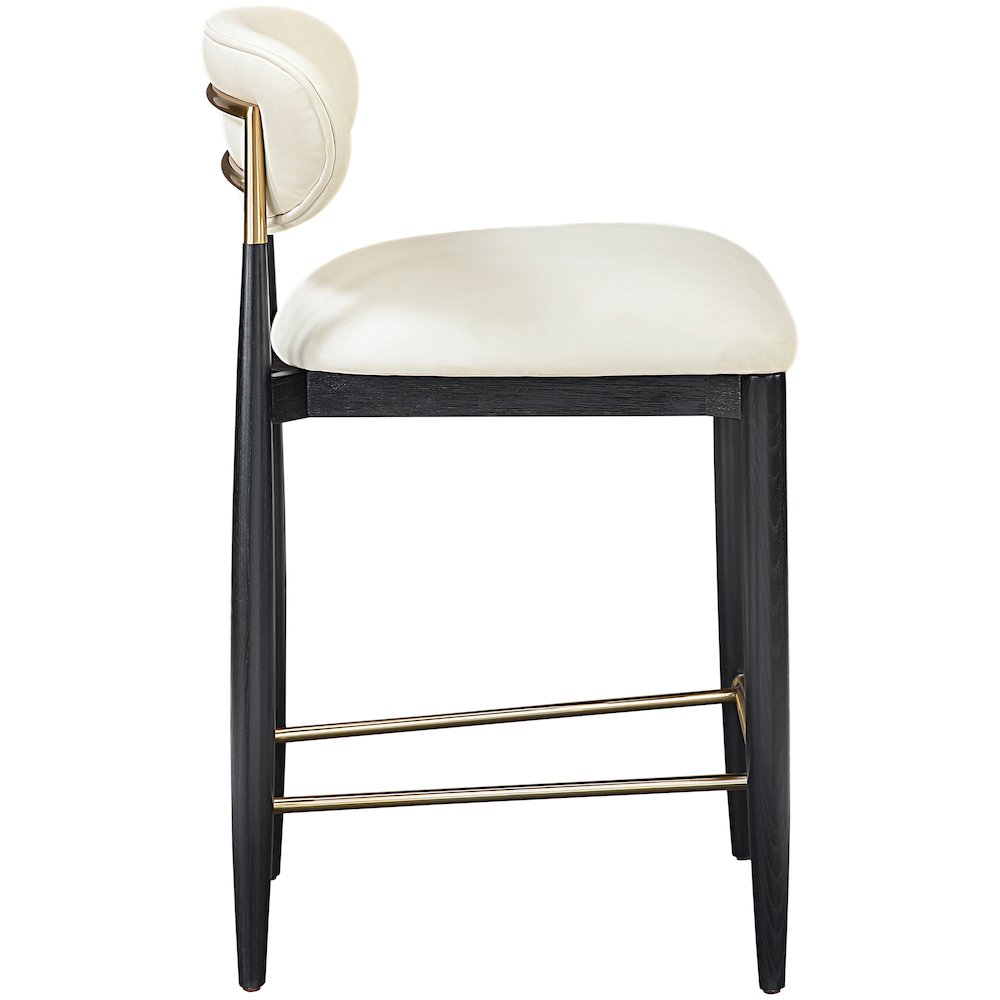 Riccio Cream Vegan Leather Upholstered Stool. Picture 2