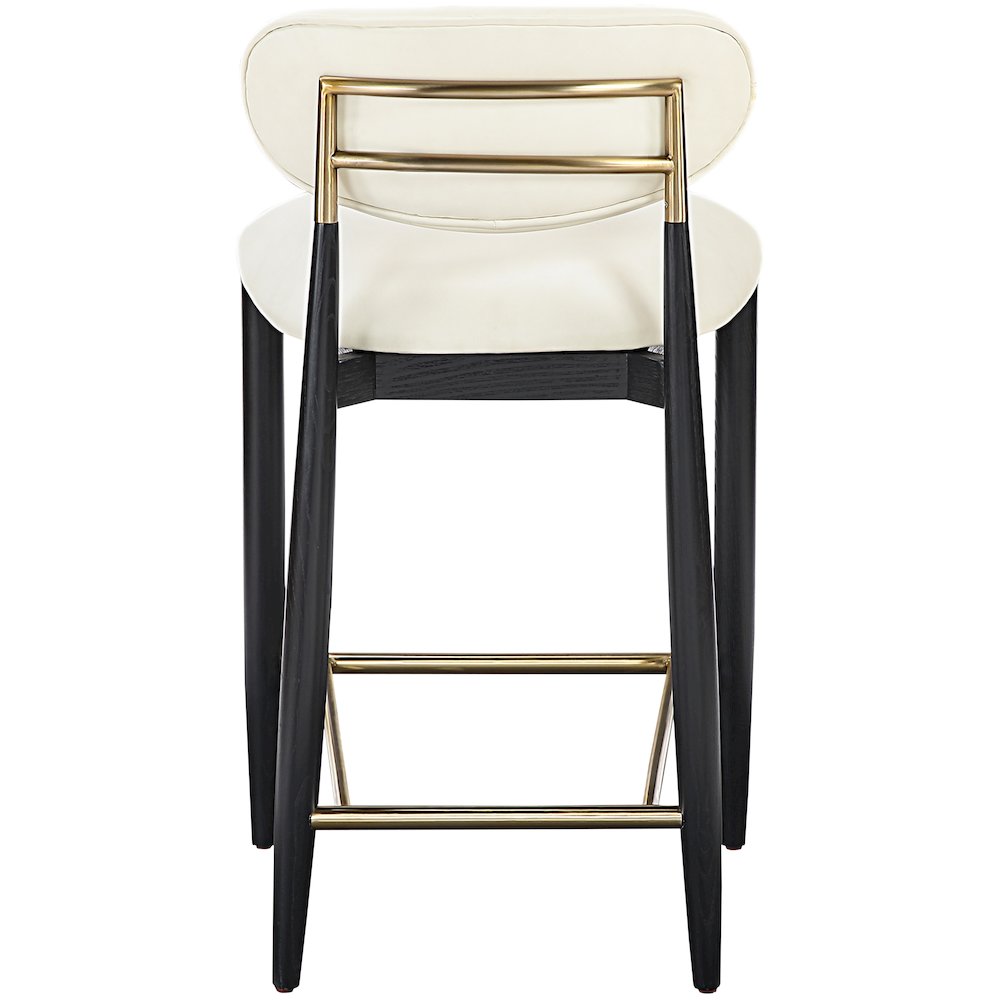 Riccio Cream Vegan Leather Upholstered Stool. Picture 8