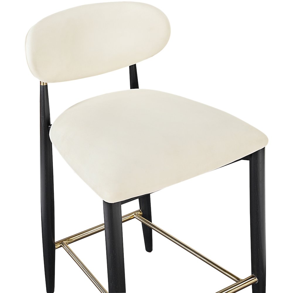 Riccio Cream Vegan Leather Upholstered Stool. Picture 3