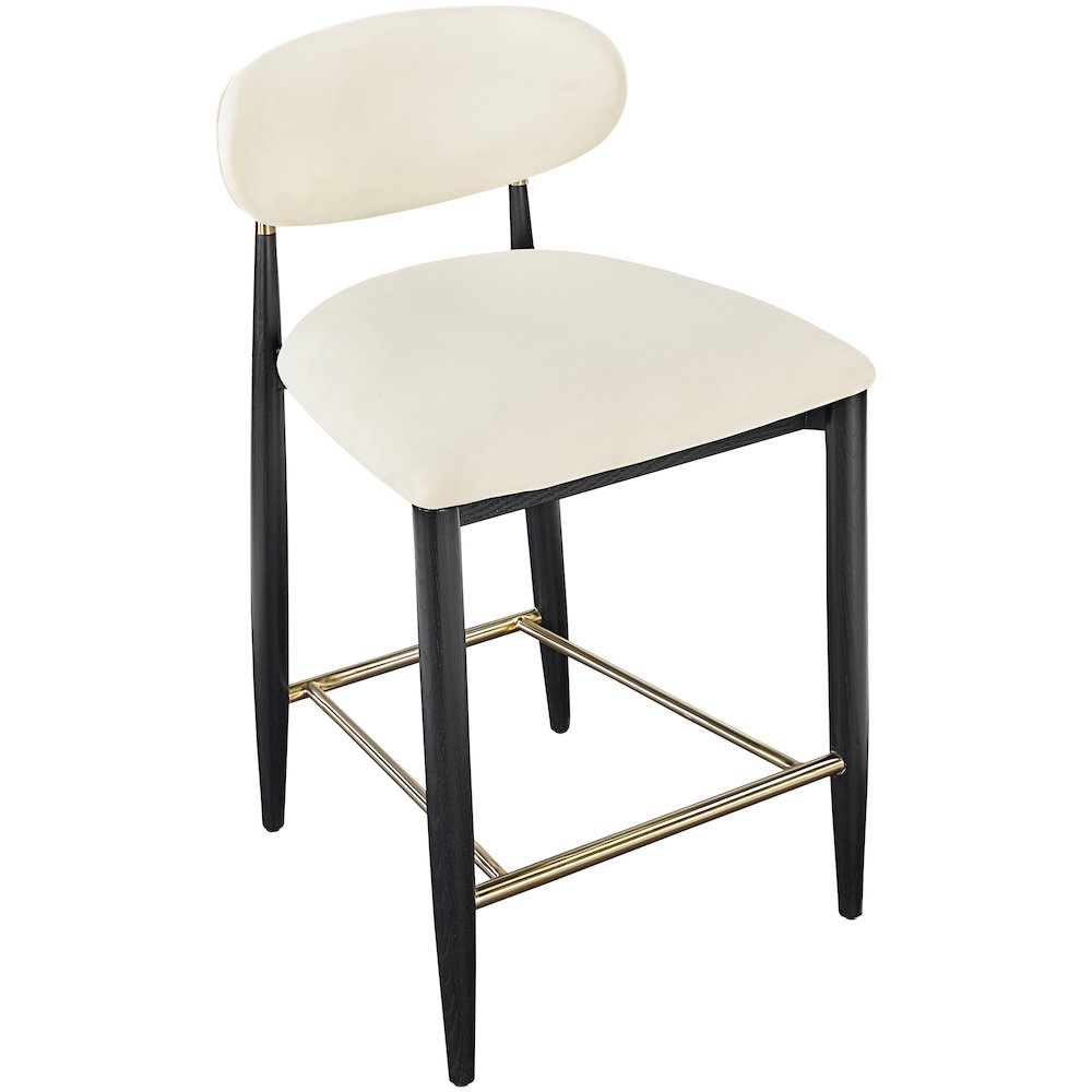 Riccio Cream Vegan Leather Upholstered Stool. Picture 4