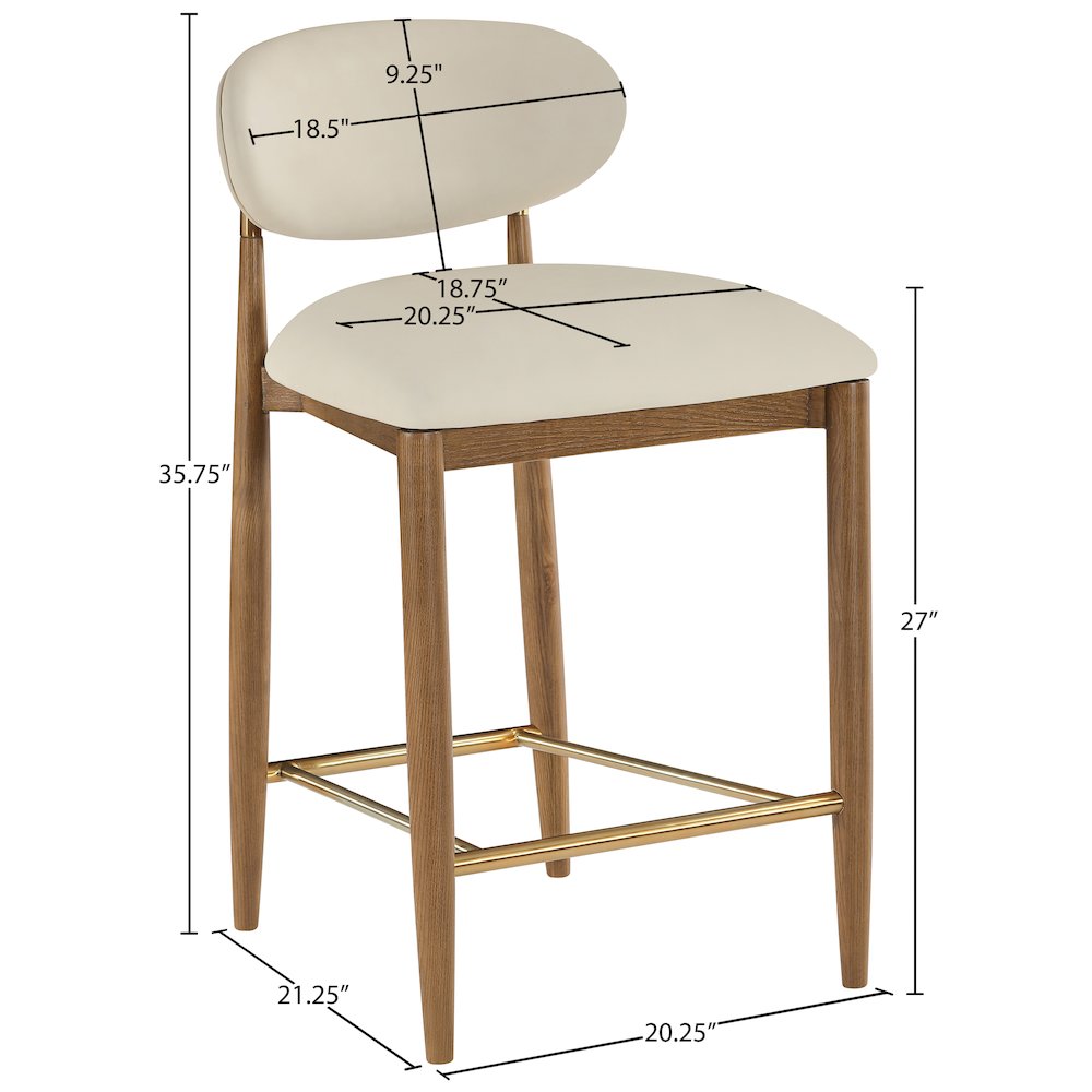 Riccio Beige Vegan Leather Upholstered Stool. Picture 8