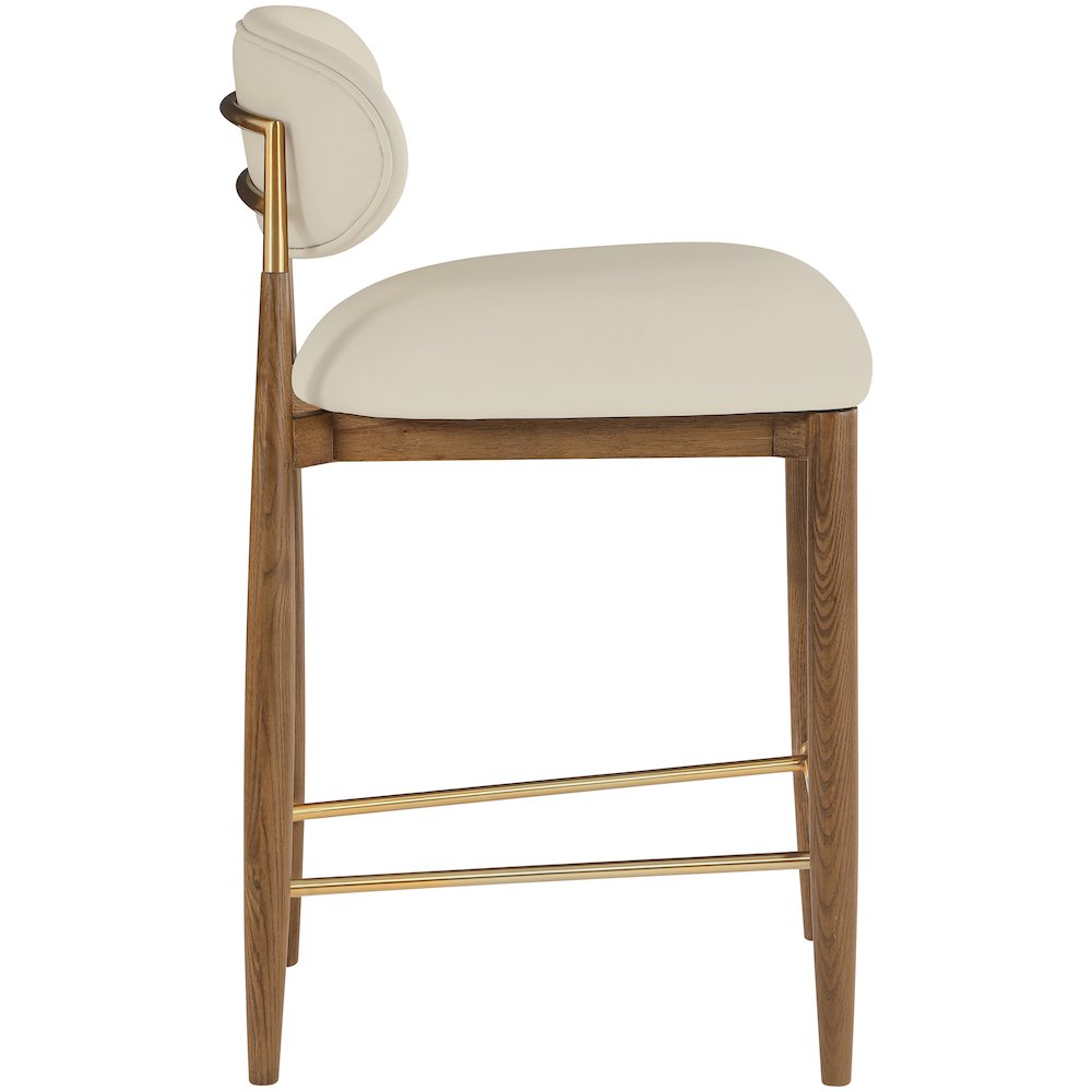 Riccio Beige Vegan Leather Upholstered Stool. Picture 3