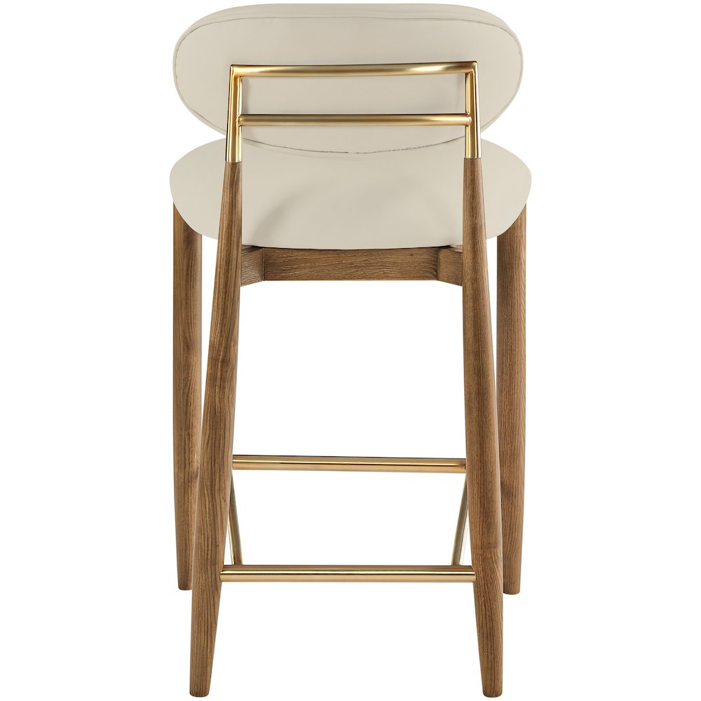 Riccio Beige Vegan Leather Upholstered Stool. Picture 4