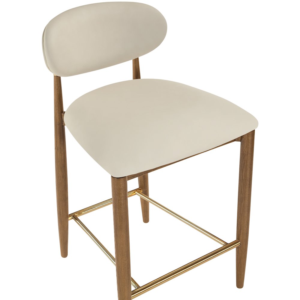 Riccio Beige Vegan Leather Upholstered Stool. Picture 5