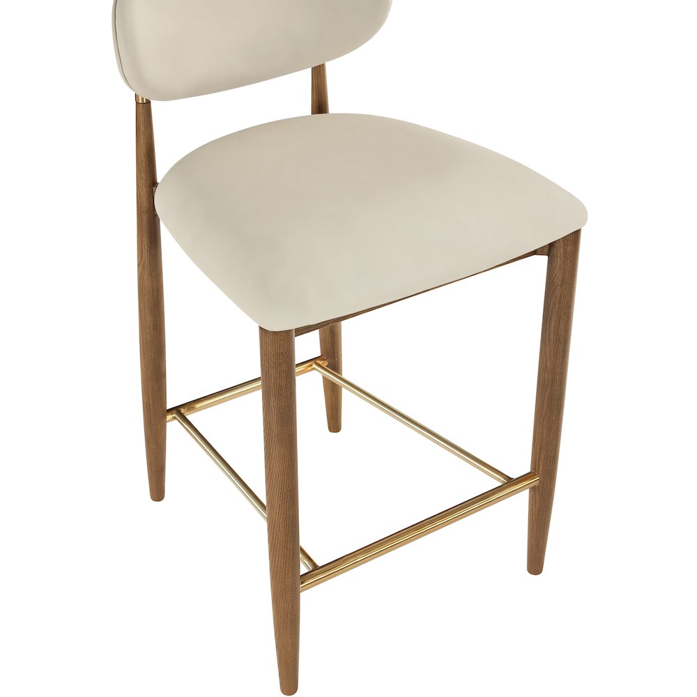Riccio Beige Vegan Leather Upholstered Stool. Picture 6