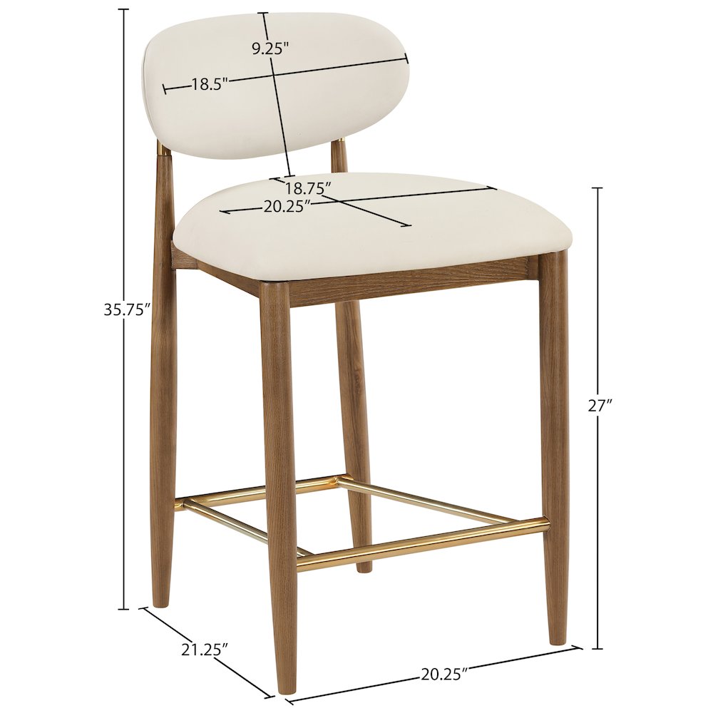 Riccio Cream Vegan Leather Upholstered Stool. Picture 8