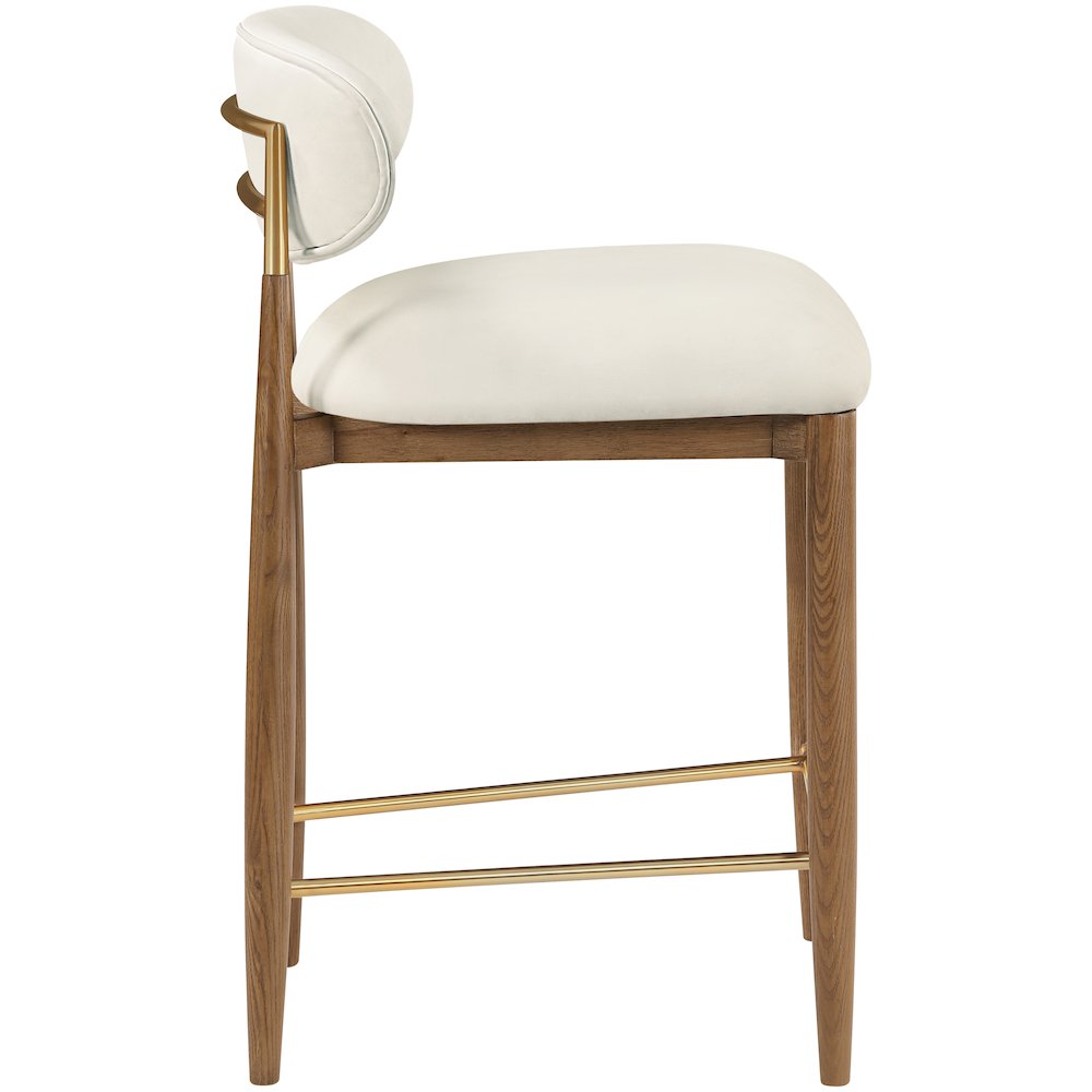 Riccio Cream Vegan Leather Upholstered Stool. Picture 3
