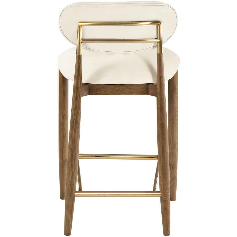 Riccio Cream Vegan Leather Upholstered Stool. Picture 4