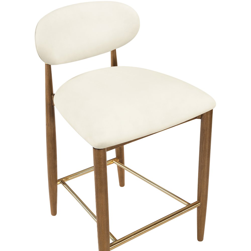 Riccio Cream Vegan Leather Upholstered Stool. Picture 5