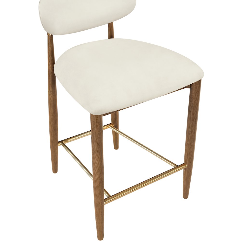 Riccio Cream Vegan Leather Upholstered Stool. Picture 6