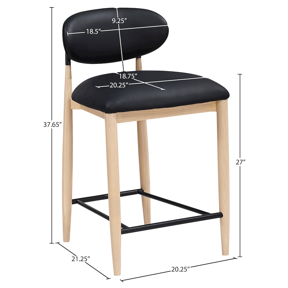 Riccio Black Vegan Leather Upholstered Stool. Picture 6