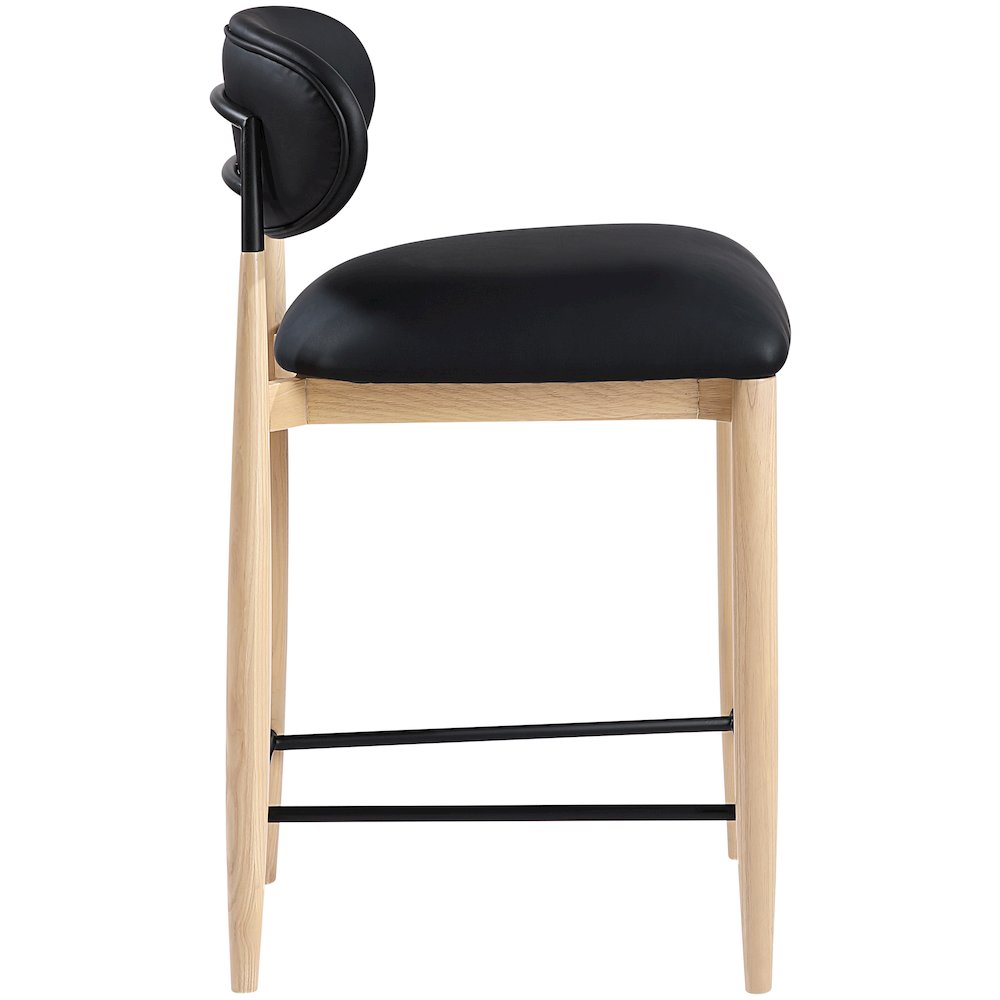 Riccio Black Vegan Leather Upholstered Stool. Picture 2