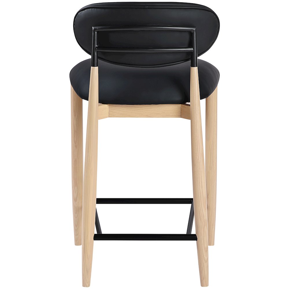 Riccio Black Vegan Leather Upholstered Stool. Picture 8