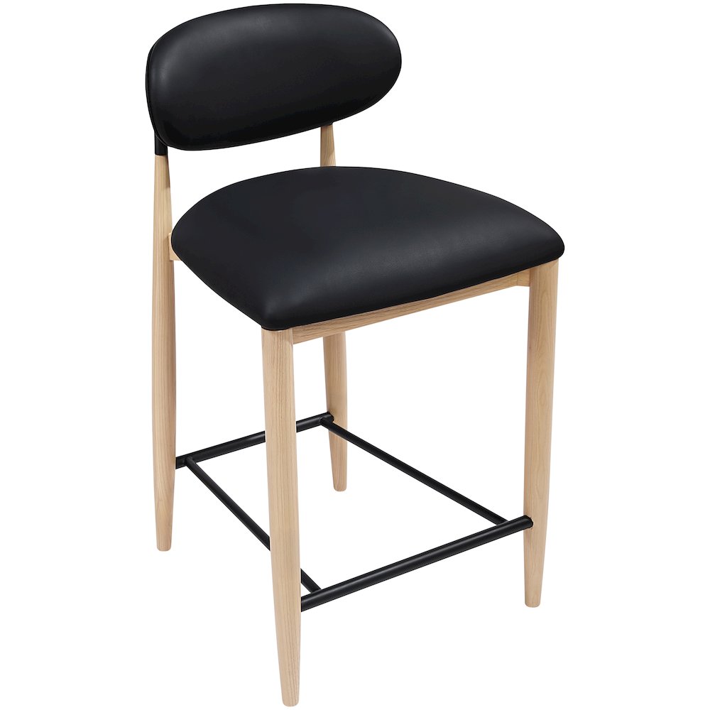 Riccio Black Vegan Leather Upholstered Stool. Picture 3