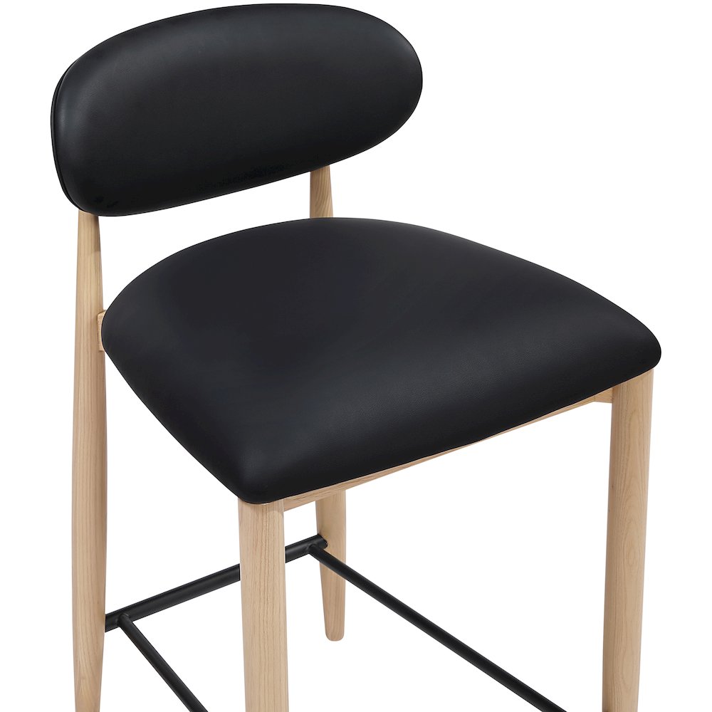 Riccio Black Vegan Leather Upholstered Stool. Picture 4