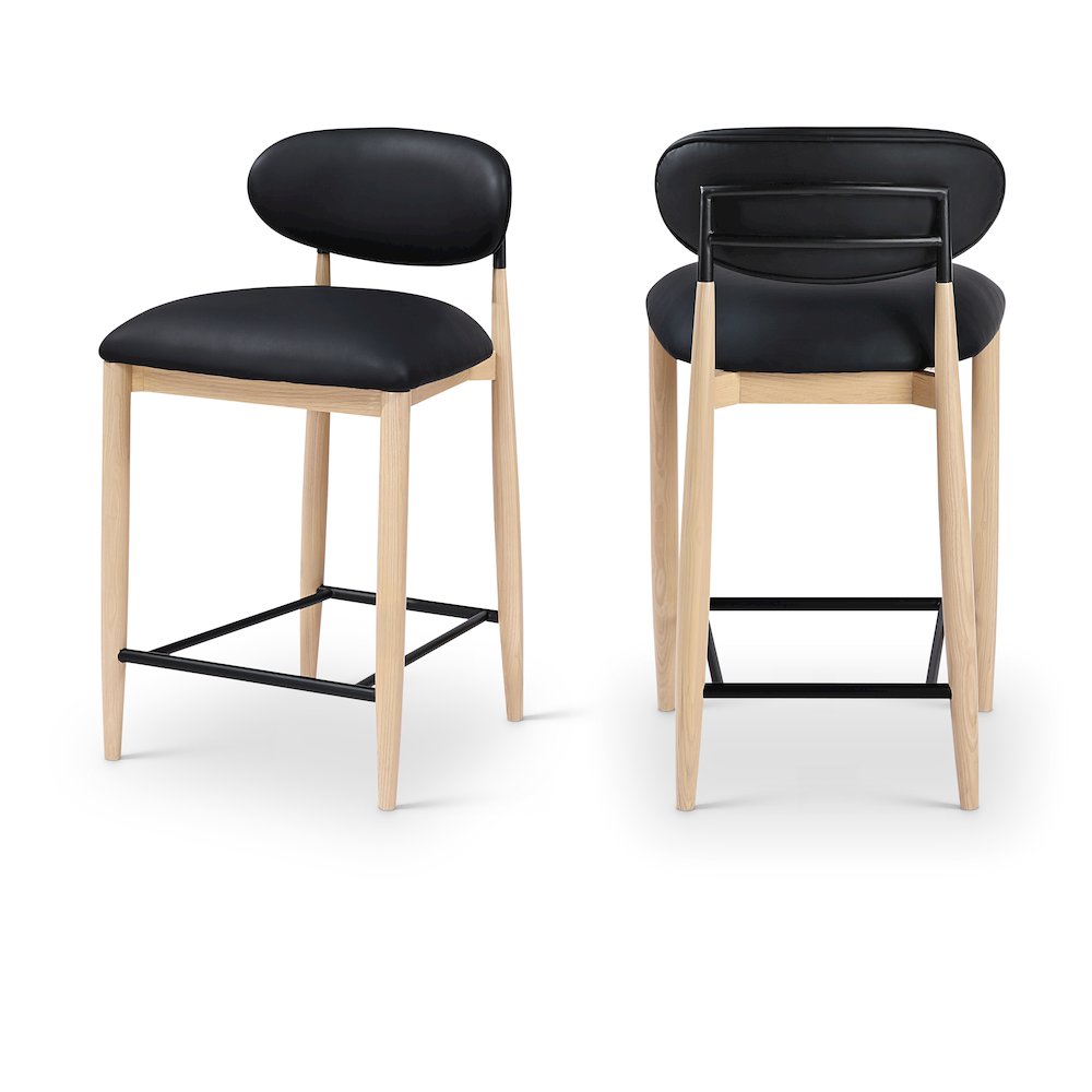 Riccio Black Vegan Leather Upholstered Stool. Picture 10