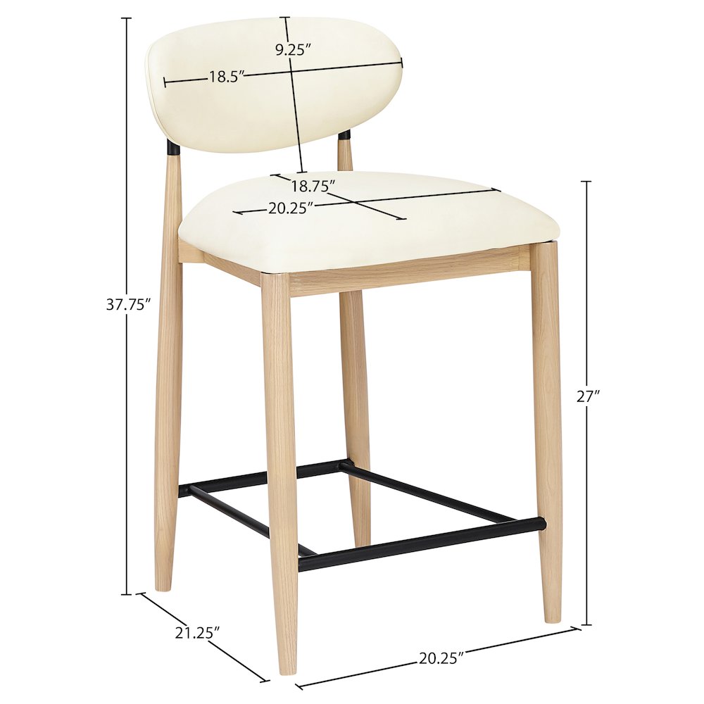 Riccio Cream Vegan Leather Upholstered Stool. Picture 6