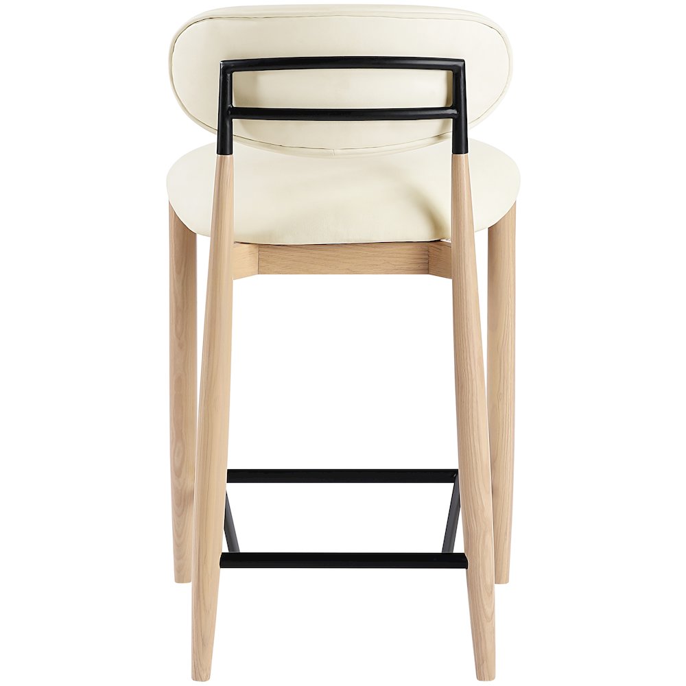 Riccio Cream Vegan Leather Upholstered Stool. Picture 8
