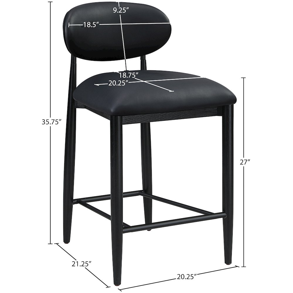 Riccio Black Vegan Leather Upholstered Stool. Picture 9