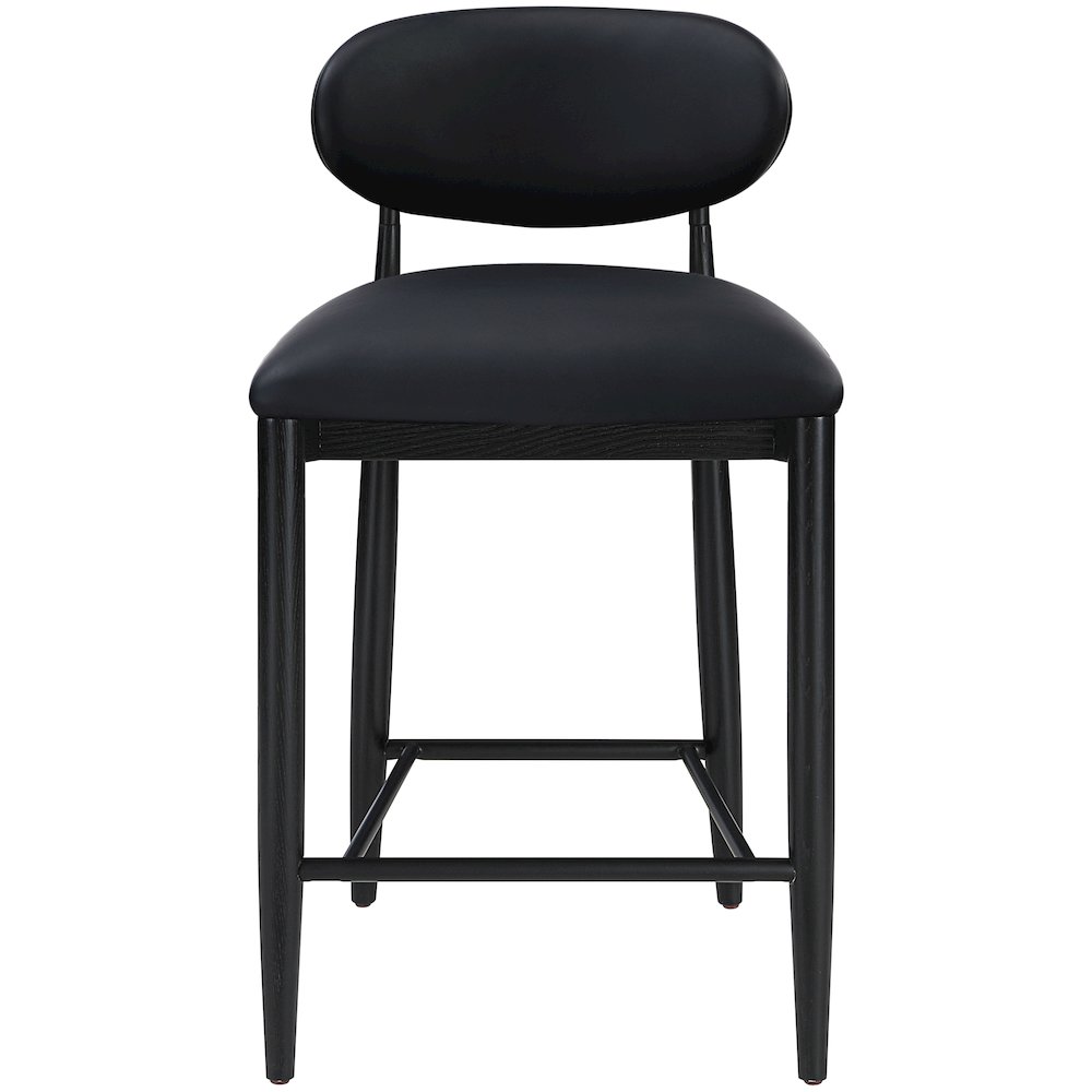 Riccio Black Vegan Leather Upholstered Stool. Picture 3
