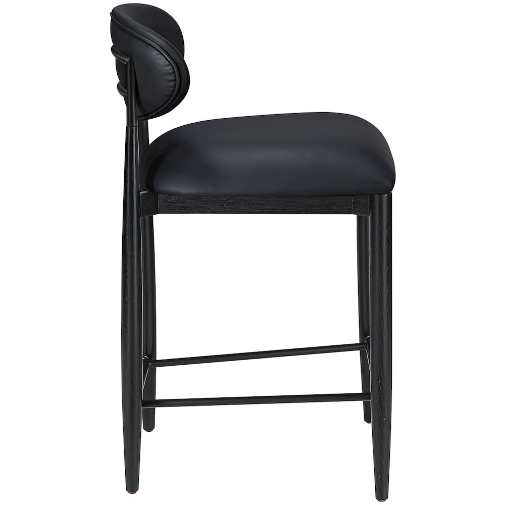 Riccio Black Vegan Leather Upholstered Stool. Picture 4