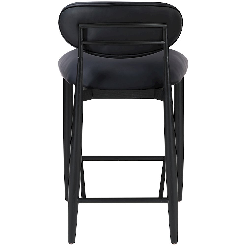 Riccio Black Vegan Leather Upholstered Stool. Picture 5
