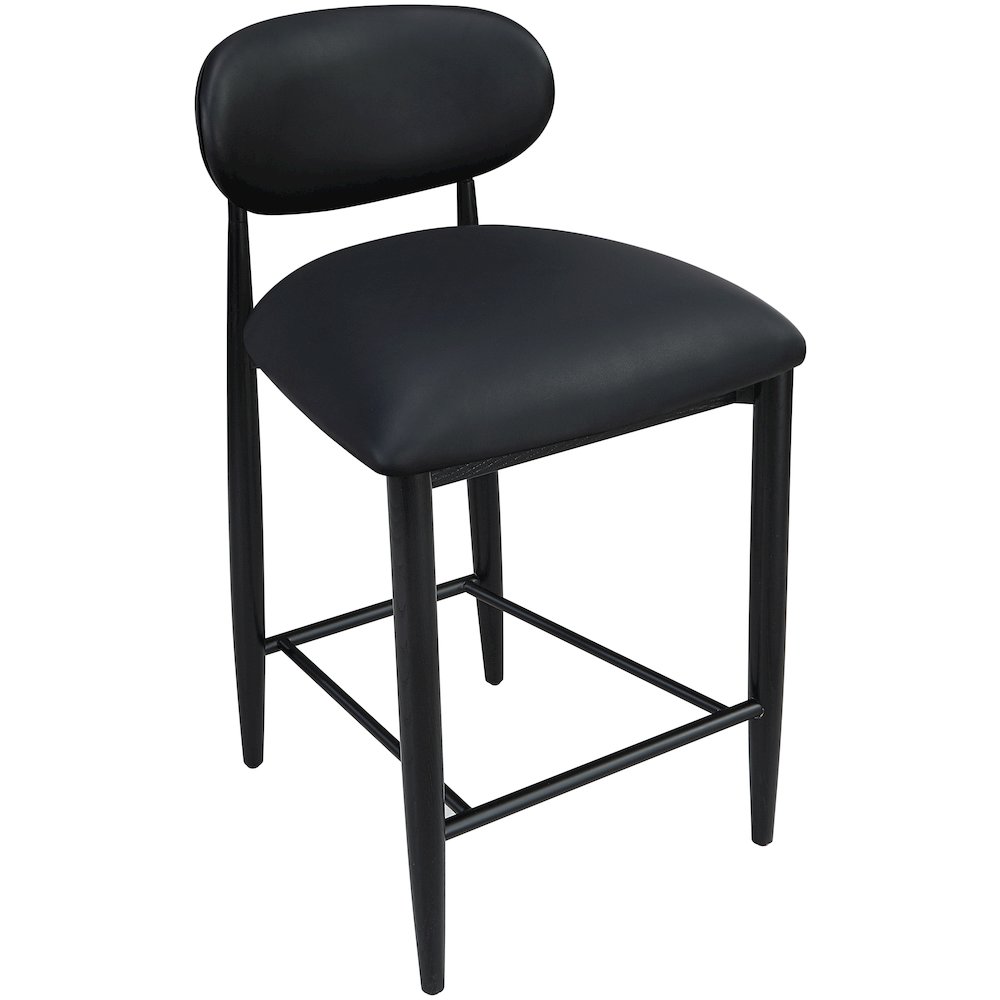 Riccio Black Vegan Leather Upholstered Stool. Picture 6