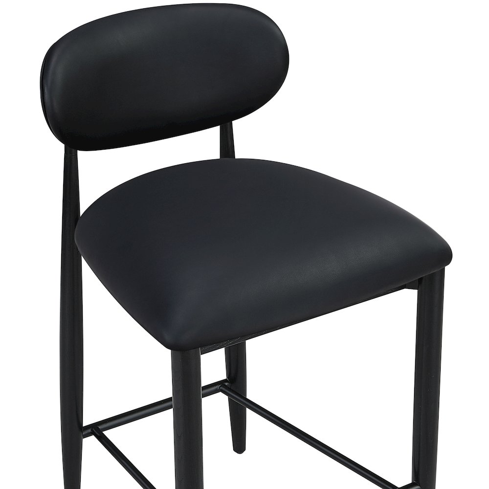 Riccio Black Vegan Leather Upholstered Stool. Picture 7