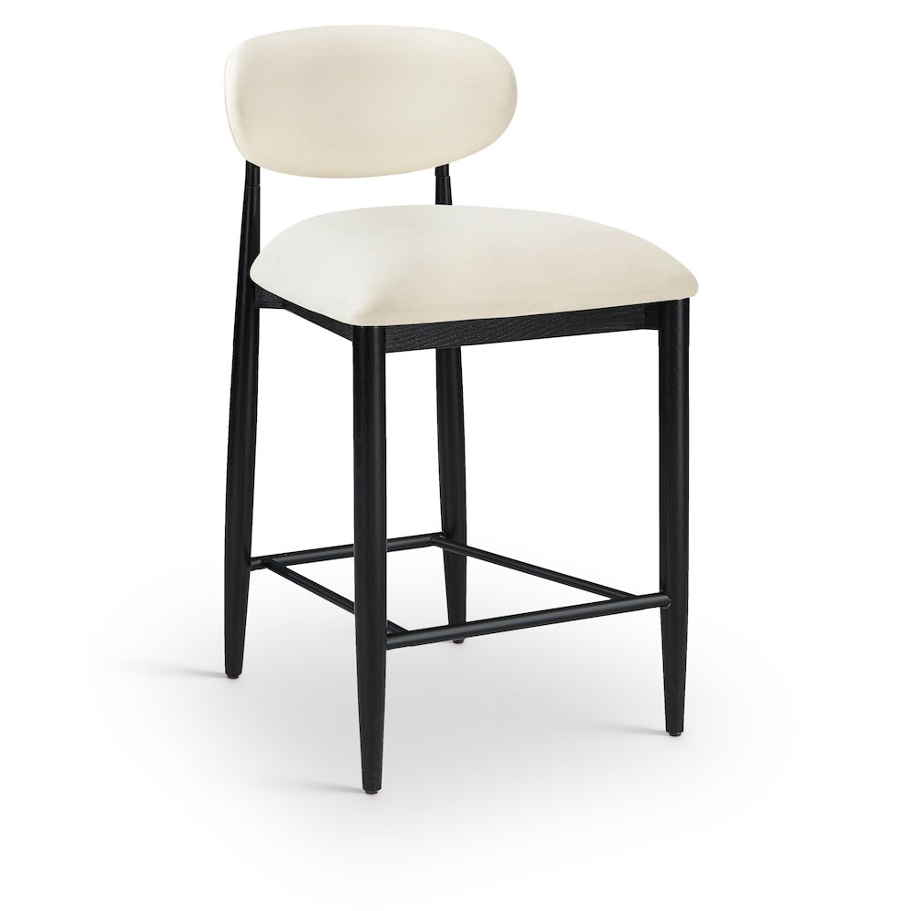Riccio Cream Vegan Leather Upholstered Stool. Picture 1