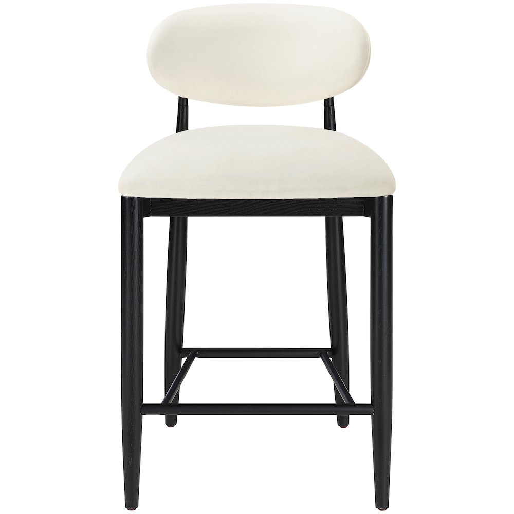 Riccio Cream Vegan Leather Upholstered Stool. Picture 3