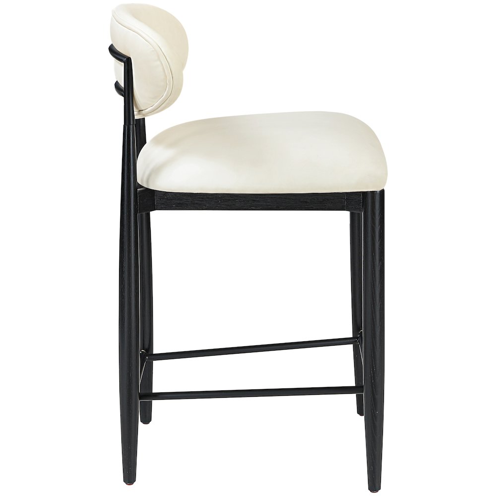 Riccio Cream Vegan Leather Upholstered Stool. Picture 4