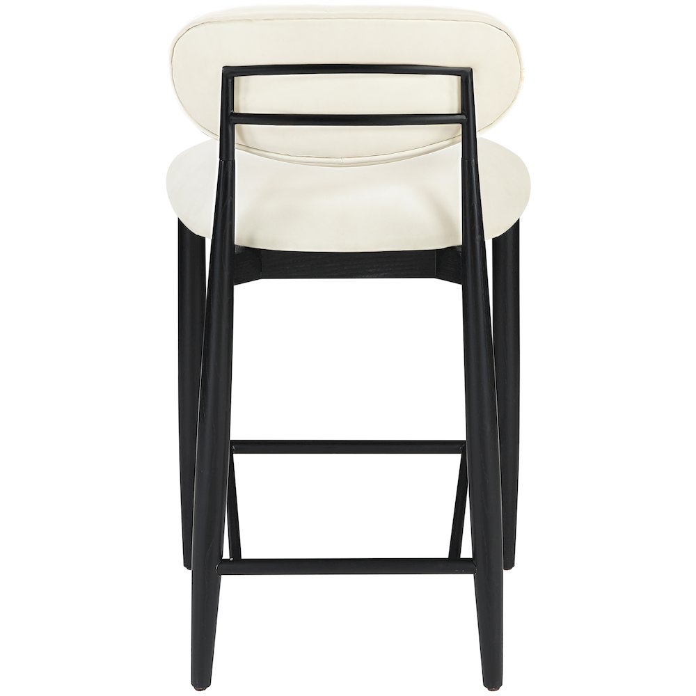 Riccio Cream Vegan Leather Upholstered Stool. Picture 5