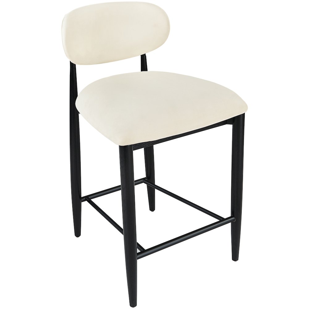 Riccio Cream Vegan Leather Upholstered Stool. Picture 6