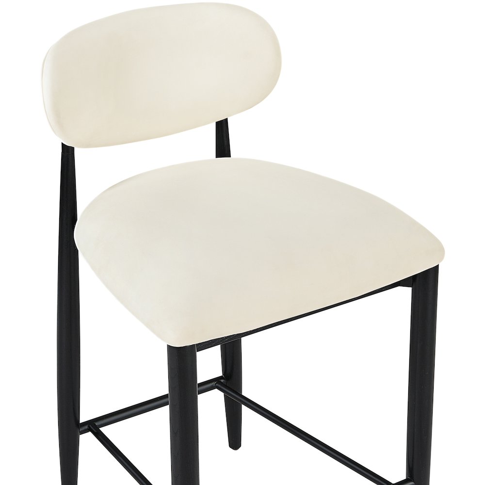 Riccio Cream Vegan Leather Upholstered Stool. Picture 7