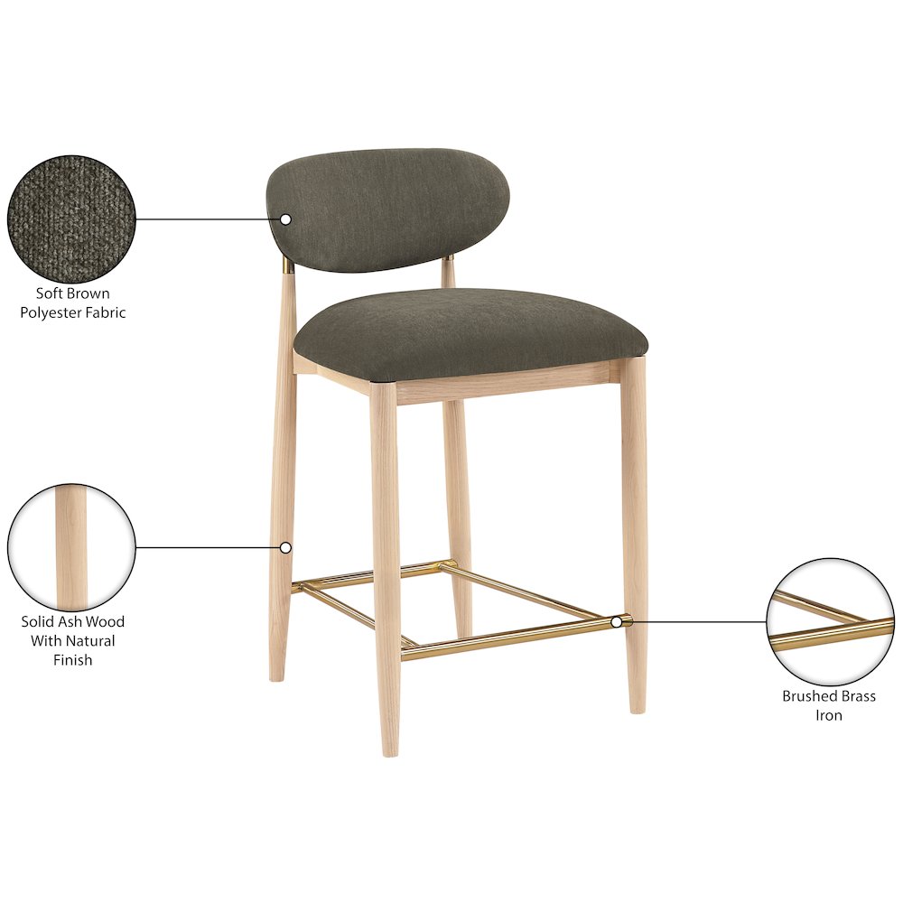 Riccio Brown Performance Fabric Upholstered Stool. Picture 10