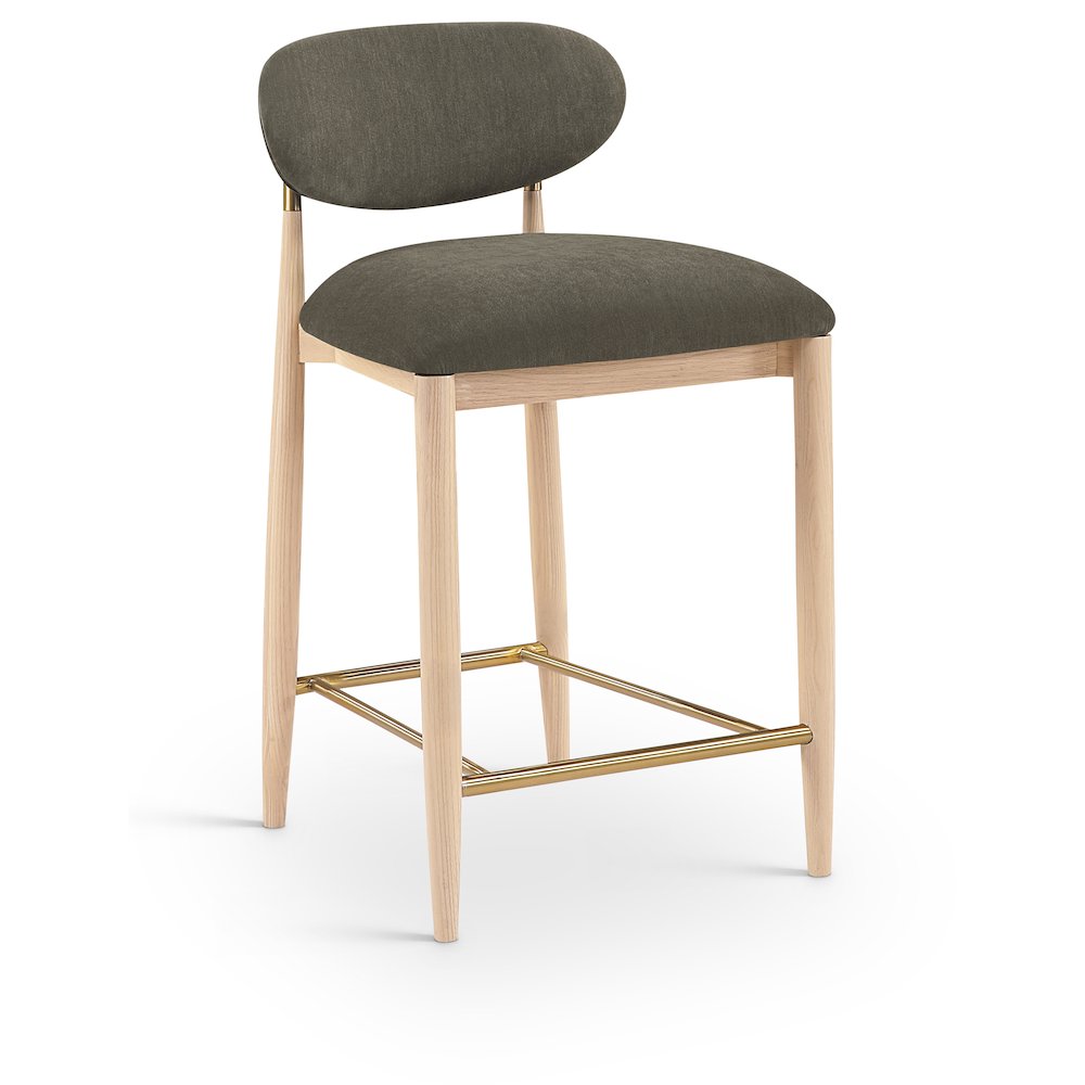 Riccio Brown Performance Fabric Upholstered Stool. Picture 1