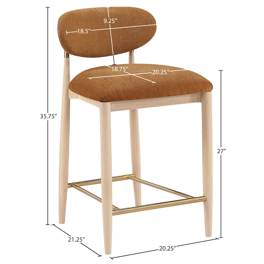 Riccio Cognac Performance Fabric Upholstered Stool. Picture 9