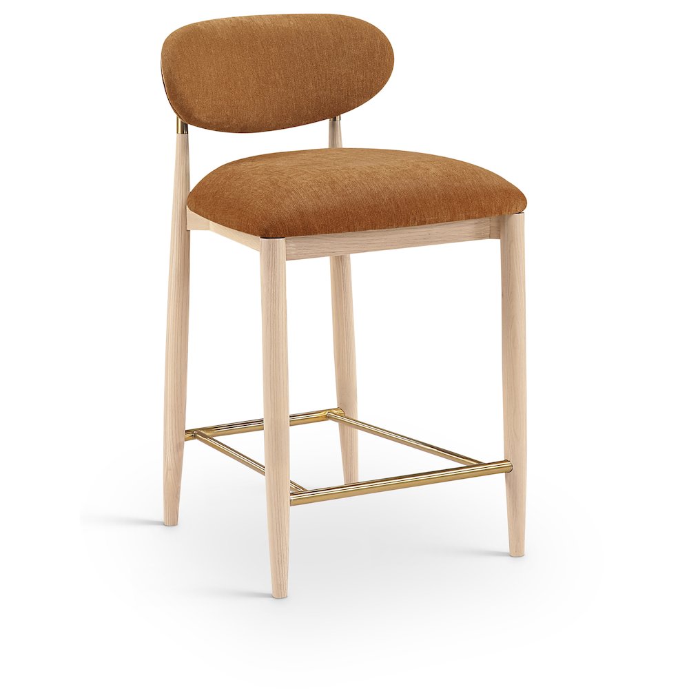 Riccio Cognac Performance Fabric Upholstered Stool. Picture 1