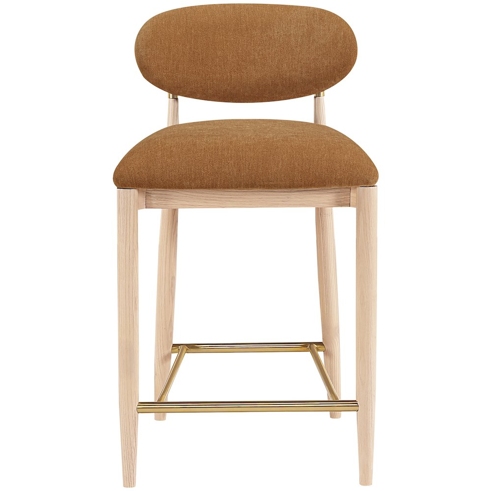 Riccio Cognac Performance Fabric Upholstered Stool. Picture 3