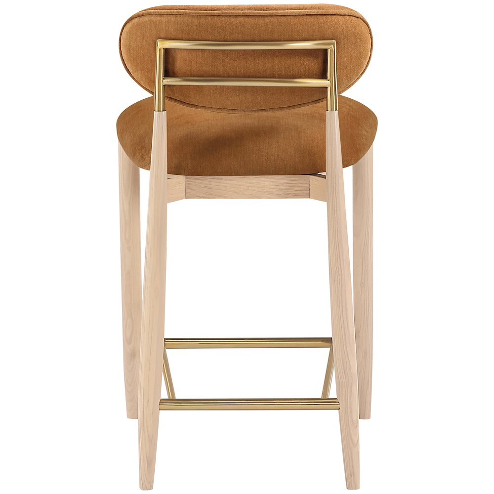 Riccio Cognac Performance Fabric Upholstered Stool. Picture 5