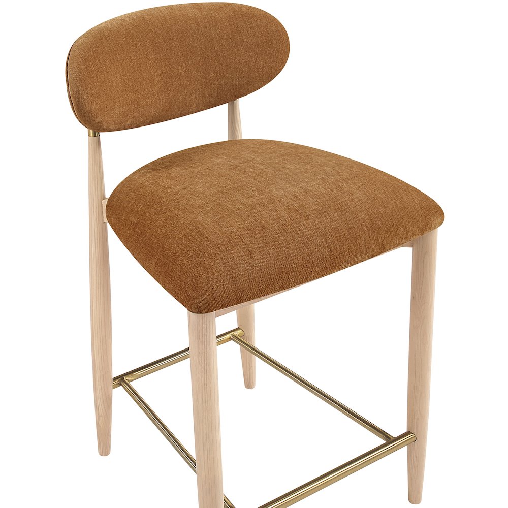 Riccio Cognac Performance Fabric Upholstered Stool. Picture 7