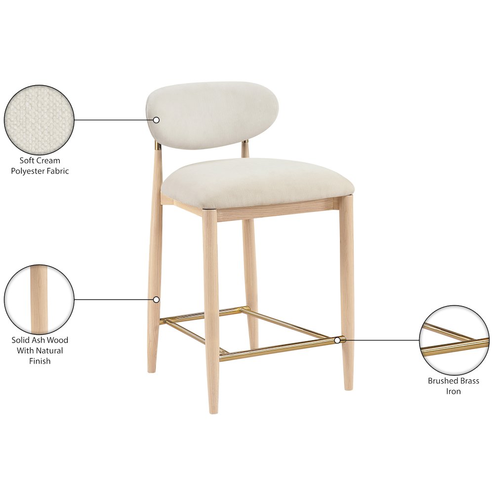 Riccio Cream Performance Fabric Upholstered Stool. Picture 10