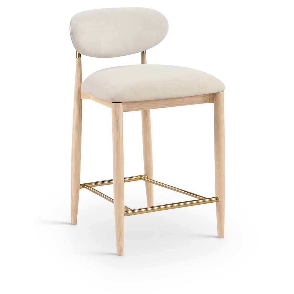 Riccio Cream Performance Fabric Upholstered Stool. Picture 1