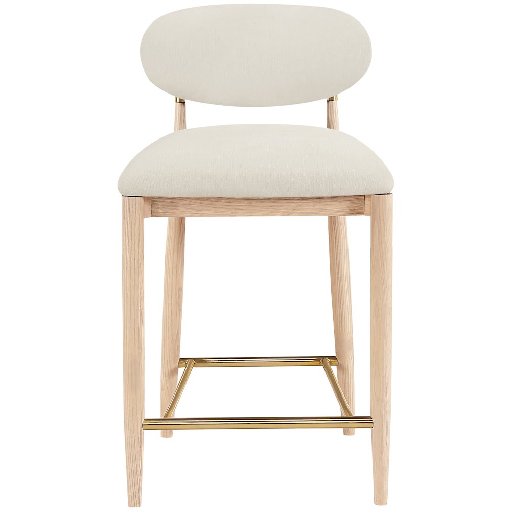 Riccio Cream Performance Fabric Upholstered Stool. Picture 3